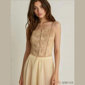 Victoria's Secret Vintage Women's S Gold Satin Jacquard Regency Bodice Top